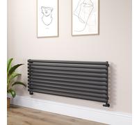 Sorrento Linea Midnight Black Oval Designer Radiator 590x1600mm Single Panel 3782 BTU - Horizontal Bars