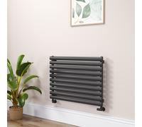 Sorrento Linea Midnight Black Oval Designer Radiator 590x800mm Single Panel 1983 BTU - Horizontal Bars