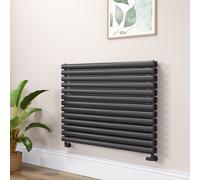 Sorrento Linea Midnight Black Oval Designer Radiator 767x1000mm Double Panel 4799 BTU - Horizontal Bars