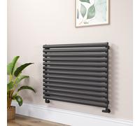 Sorrento Linea Midnight Black Oval Designer Radiator 767x1000mm Single Panel 3147 BTU - Horizontal Bars