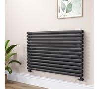 Sorrento Linea Midnight Black Oval Designer Radiator 767x1200mm Double Panel 5659 BTU - Horizontal Bars