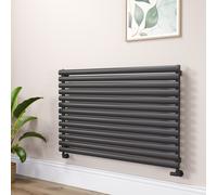 Sorrento Linea Midnight Black Oval Designer Radiator 767x1200mm Single Panel 3724 BTU - Horizontal Bars