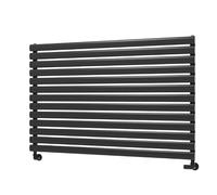 Sorrento Linea Midnight Black Oval Designer Radiator 767x1200mm Single Panel 3724 BTU - Horizontal Bars