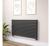 Sorrento Linea Midnight Black Oval Designer Radiator 767x1400mm Double Panel 6519 BTU - Horizontal Bars