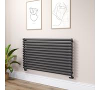 Sorrento Linea Midnight Black Oval Designer Radiator 767x1400mm Single Panel 4311 BTU - Horizontal Bars