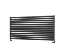 Sorrento Linea Midnight Black Oval Designer Radiator 767x1600mm Single Panel 4915 BTU - Horizontal Bars