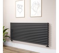 Sorrento Linea Midnight Black Oval Designer Radiator 767x1800mm Double Panel 8239 BTU - Horizontal Bars