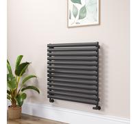 Sorrento Linea Midnight Black Oval Designer Radiator 767x800mm Single Panel 2577 BTU - Horizontal Bars