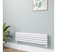 Sorrento Linea White Oval Designer Radiator 295x1200mm Double Panel 2177 BTU - Horizontal Bars