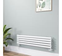 Sorrento Linea White Oval Designer Radiator 295x1200mm Single Panel 1433 BTU - Horizontal Bars