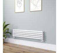 Sorrento Linea White Oval Designer Radiator 295x1400mm Double Panel 2509 BTU - Horizontal Bars