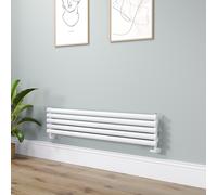 Sorrento Linea White Oval Designer Radiator 295x1400mm Single Panel 1659 BTU - Horizontal Bars