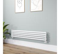 Sorrento Linea White Oval Designer Radiator 295x1600mm Single Panel 1891 BTU - Horizontal Bars