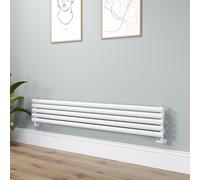 Sorrento Linea White Oval Designer Radiator 295x1800mm Single Panel 2126 BTU - Horizontal Bars