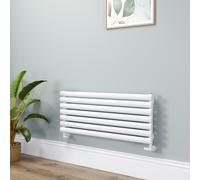 Sorrento Linea White Oval Designer Radiator 413x1000mm Single Panel 1696 BTU - Horizontal Bars