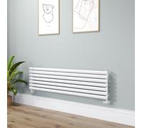 Sorrento Linea White Oval Designer Radiator 413x1600mm Single Panel 2645 BTU - Horizontal Bars