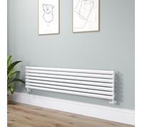 Sorrento Linea White Oval Designer Radiator 413x1800mm Single Panel 2980 BTU - Horizontal Bars
