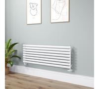 Sorrento Linea White Oval Designer Radiator 472x1400mm Single Panel 2655 BTU - Horizontal Bars