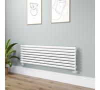 Sorrento Linea White Oval Designer Radiator 472x1600mm Single Panel 3024 BTU - Horizontal Bars