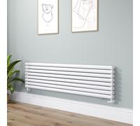Sorrento Linea White Oval Designer Radiator 472x1800mm Double Panel 5072 BTU - Horizontal Bars