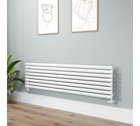 Sorrento Linea White Oval Designer Radiator 472x1800mm Single Panel 3403 BTU - Horizontal Bars