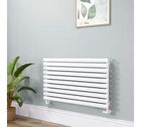 Sorrento Linea White Oval Designer Radiator 590x1000mm Single Panel 2420 BTU - Horizontal Bars
