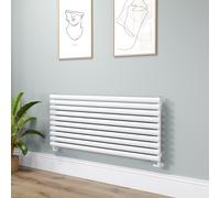 Sorrento Linea White Oval Designer Radiator 590x1400mm Single Panel 3317 BTU - Horizontal Bars