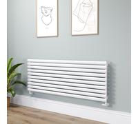 Sorrento Linea White Oval Designer Radiator 590x1600mm Single Panel 3782 BTU - Horizontal Bars