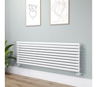 Sorrento Linea White Oval Designer Radiator 590x1800mm Single Panel 4256 BTU - Horizontal Bars