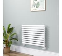 Sorrento Linea White Oval Designer Radiator 590x800mm Single Panel 1983 BTU - Horizontal Bars