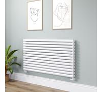 Sorrento Linea White Oval Designer Radiator 767x1400mm Double Panel 6519 BTU - Horizontal Bars