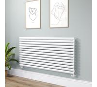 Sorrento Linea White Oval Designer Radiator 767x1600mm Single Panel 4915 BTU - Horizontal Bars