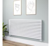 Sorrento Linea White Oval Designer Radiator 767x1800mm Double Panel 8239 BTU - Horizontal Bars