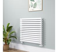 Sorrento Linea White Oval Designer Radiator 767x800mm Double Panel 3932 BTU - Horizontal Bars