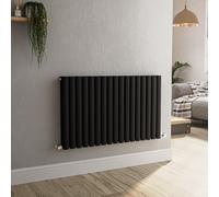 Sorrento Midnight Black Horizontal Oval Designer Radiator 600x1003mm Double Panel 4079 BTU