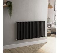 Sorrento Midnight Black Horizontal Oval Designer Radiator 600x1180mm Single Panel 3152 BTU