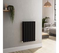 Sorrento Midnight Black Horizontal Oval Designer Radiator 600x413mm Double Panel 1679 BTU