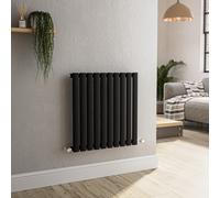 Sorrento Midnight Black Horizontal Oval Designer Radiator 600x590mm Single Panel 1576 BTU