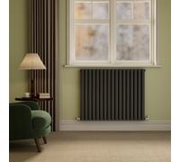 Sorrento Midnight Black Horizontal Oval Designer Radiator 800x1003mm Double Panel 5173 BTU