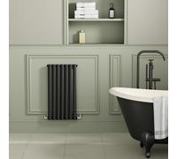 Sorrento Midnight Black Horizontal Oval Designer Radiator 800x413mm Single Panel 1364 BTU