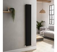 Sorrento Midnight Black Vertical Oval Designer Radiator 1600x236mm Double Panel 2234 BTU