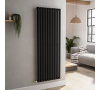 Sorrento Midnight Black Vertical Oval Designer Radiator 1600x590mm Single Panel 3804 BTU