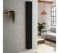 Sorrento Midnight Black Vertical Oval Designer Radiator 1800x236mm Double Panel 2491 BTU