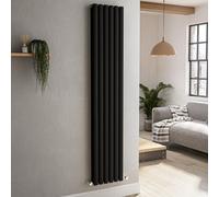 Sorrento Midnight Black Vertical Oval Designer Radiator 1800x354mm Double Panel 3737 BTU