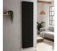 Sorrento Midnight Black Vertical Oval Designer Radiator 1800x472mm Double Panel 4983 BTU