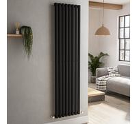 Sorrento Midnight Black Vertical Oval Designer Radiator 1800x472mm Single Panel 3373 BTU