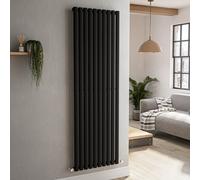 Sorrento Midnight Black Vertical Oval Designer Radiator 1800x590mm Single Panel 4216 BTU