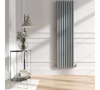Sorrento Salt & Pepper Vertical Oval Designer Radiator 1800x472mm Double Panel 4983 BTU