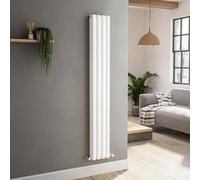 Sorrento White Vertical Oval Designer Radiator 1600x236mm Double Panel 2234 BTU