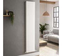 Sorrento White Vertical Oval Designer Radiator 1800x354mm Double Panel 3737 BTU